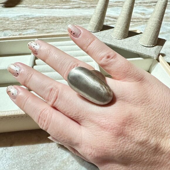 Park Lane Silver-Tone Bean Ring Size 7 Sleek Modern Design - Picture 6 of 10